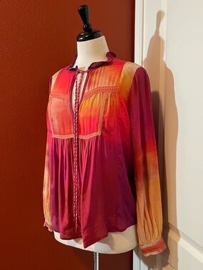 Conditions Apply Anthropologie Women’s Etienne Art To Wear Color Peasant Blouse